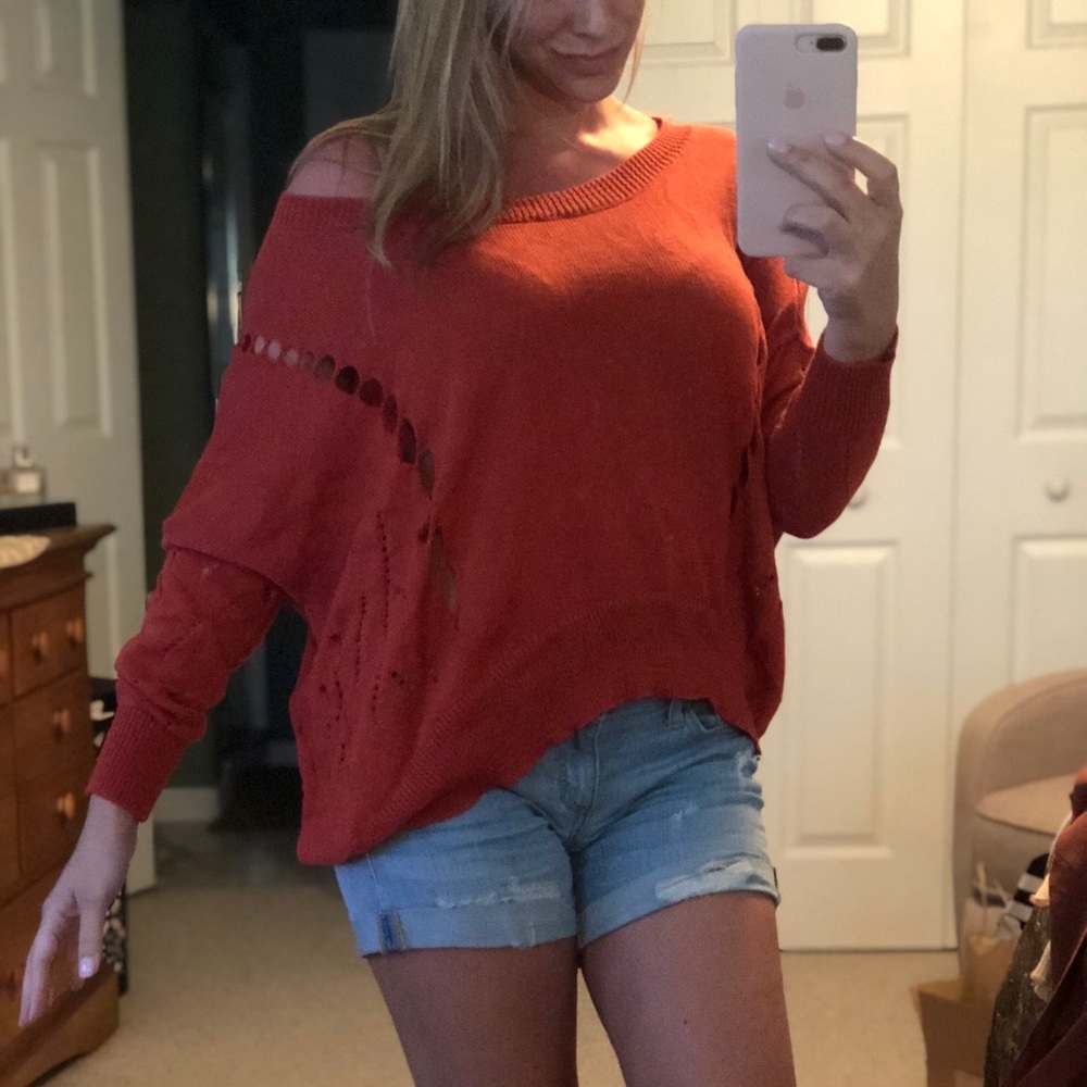 Rusty Orange Distressed Sweater - image 5